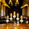 GOLD AND BEIGE CANDLEHOLDERS